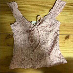 Textured Pink Tie-Front Women's Tank Top
